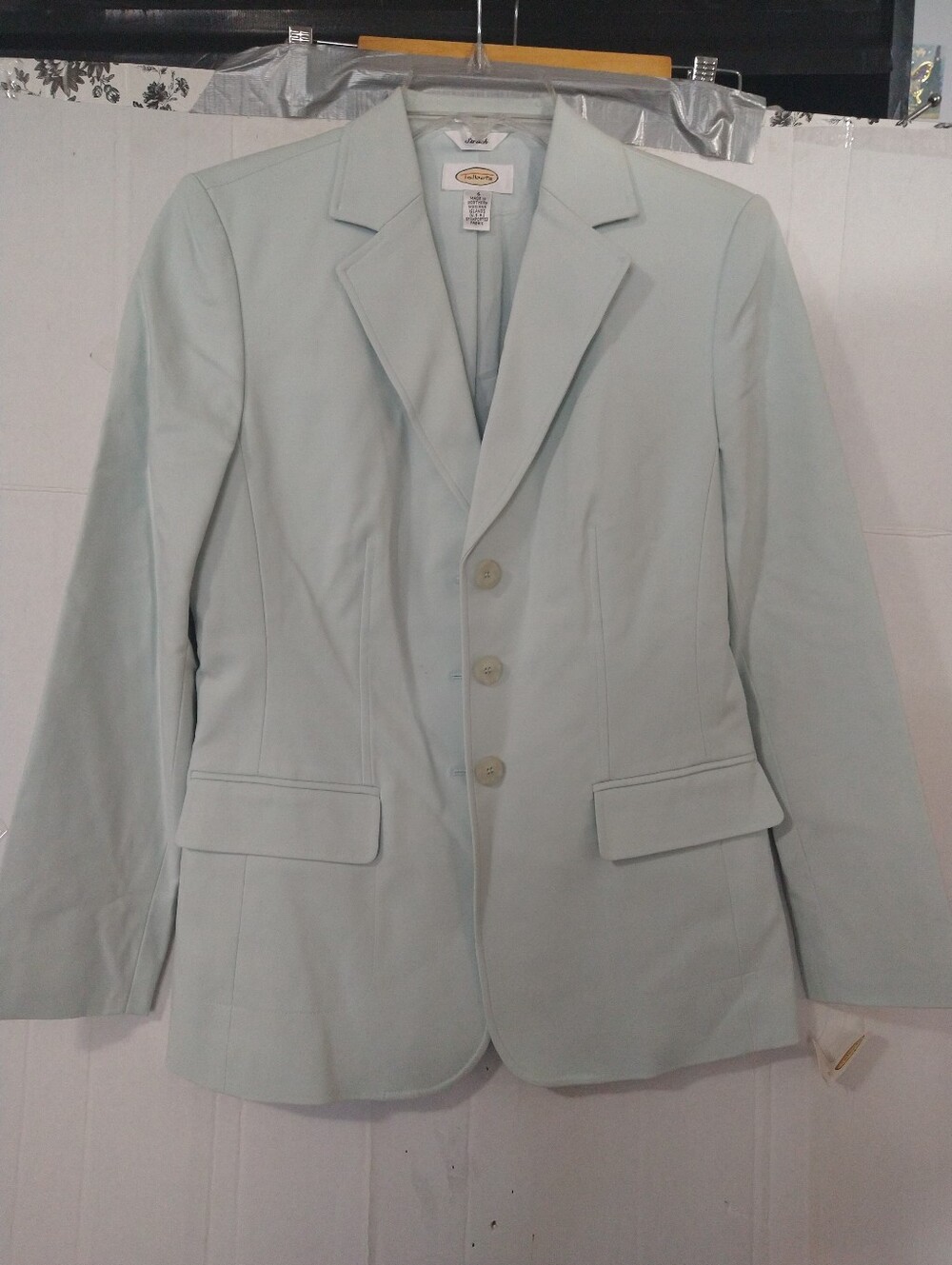 Quality Pale Aqua Women's Tailored Stretch Cotton Lined Blazer